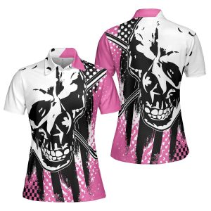 Skulls On The Pink – Skull Clothing – Skull Golf Shirt